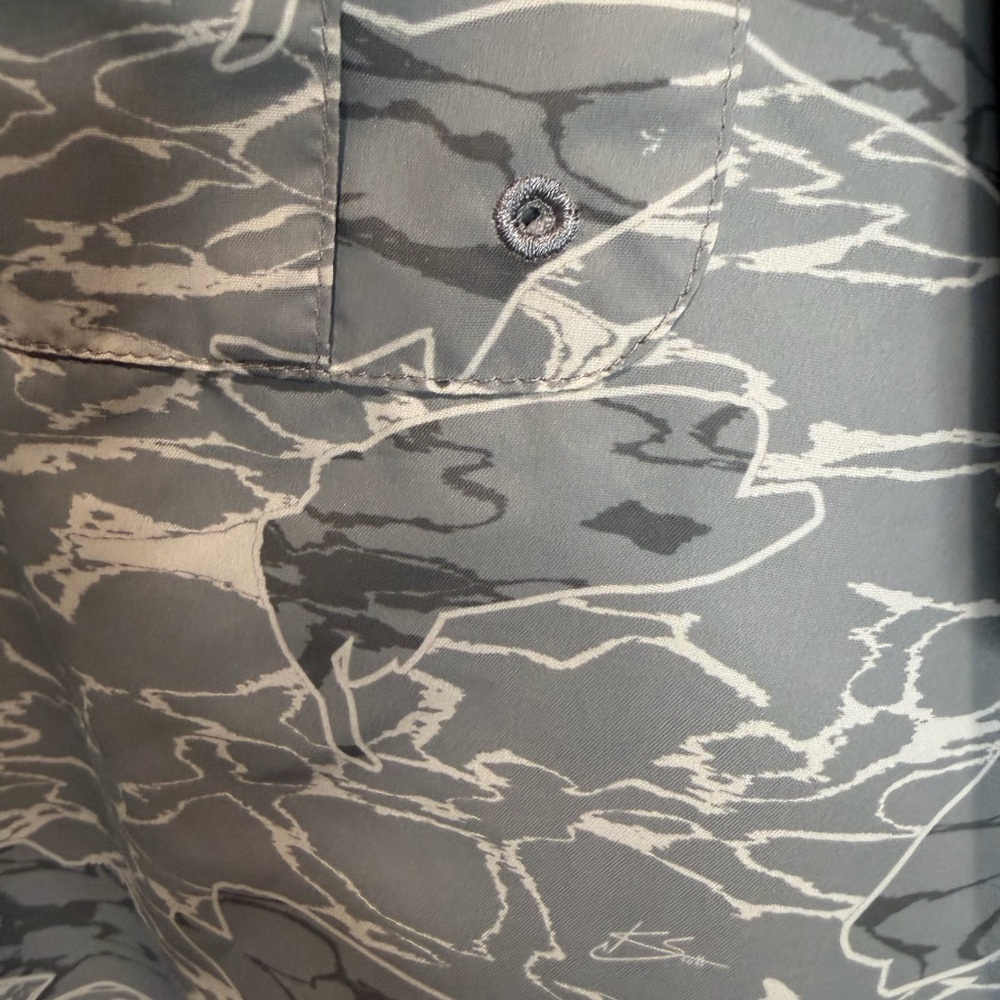 Magellan Outdoors Men’s Gray & White Camo Short-Sleeve Button-Down Shirt - Picture 2 of 4